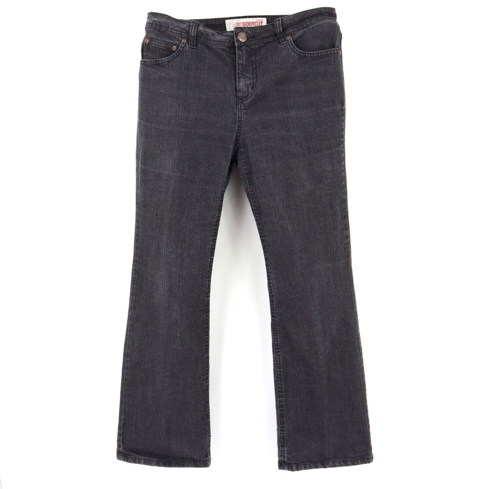 Faded Glory Jeans Below Waist Bootcut‎ Womens Sz 10P Black Stretch Cotton Denim